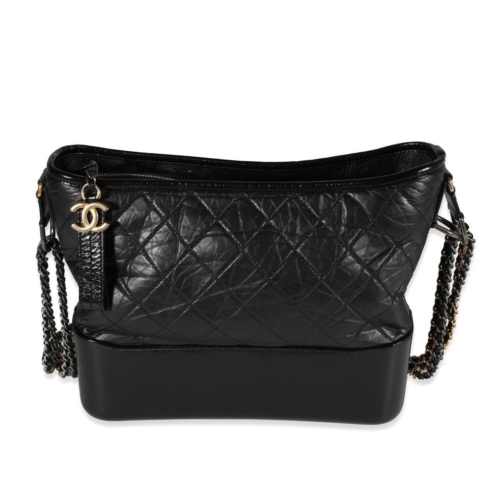 Chanel Black Quilted Aged Calfksin Medium Gabrielle Hobo